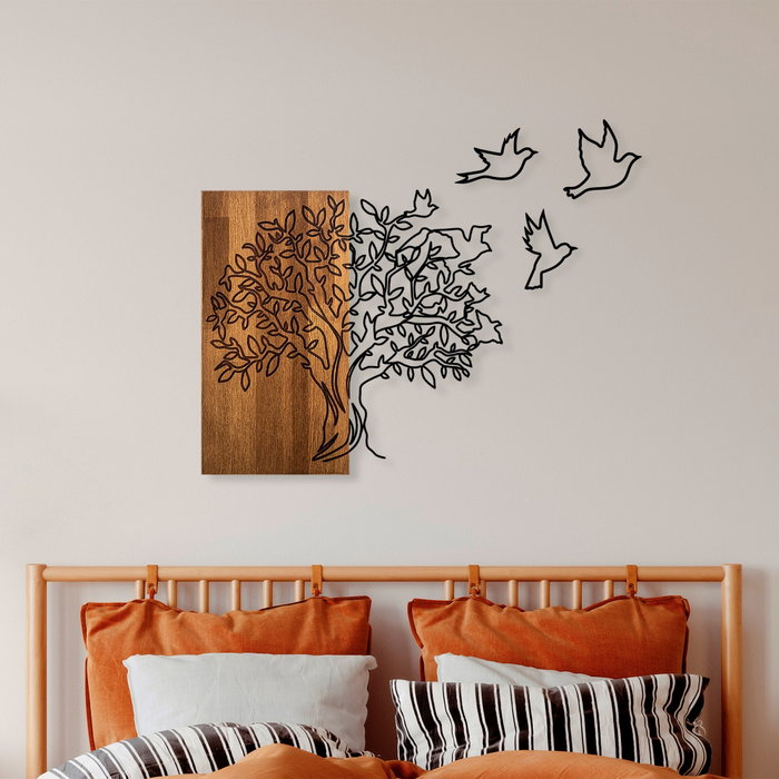 Wallity Tree And Birds 1 - Escultura de Pared de Madera y Metal Wallity Tree And Birds 1 - Escultura de Pared de Madera y Metal